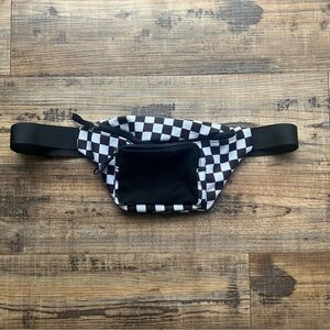 Spencer's Black & White Checkered Fanny Pack Adjustable Strap EUC